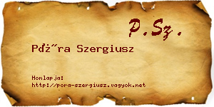 Póra Szergiusz névjegykártya